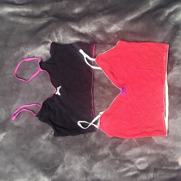 2 womens Olsenboye XL lacy black red bralette bras bralettes NWOT hot pink - Picture 1 of 5